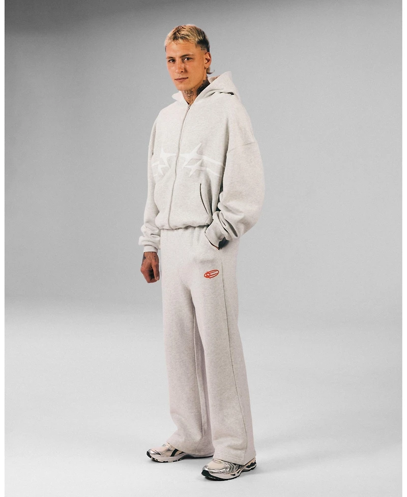 Loiter Men's Celestial Full Zip Hoodie Light Grey Marl