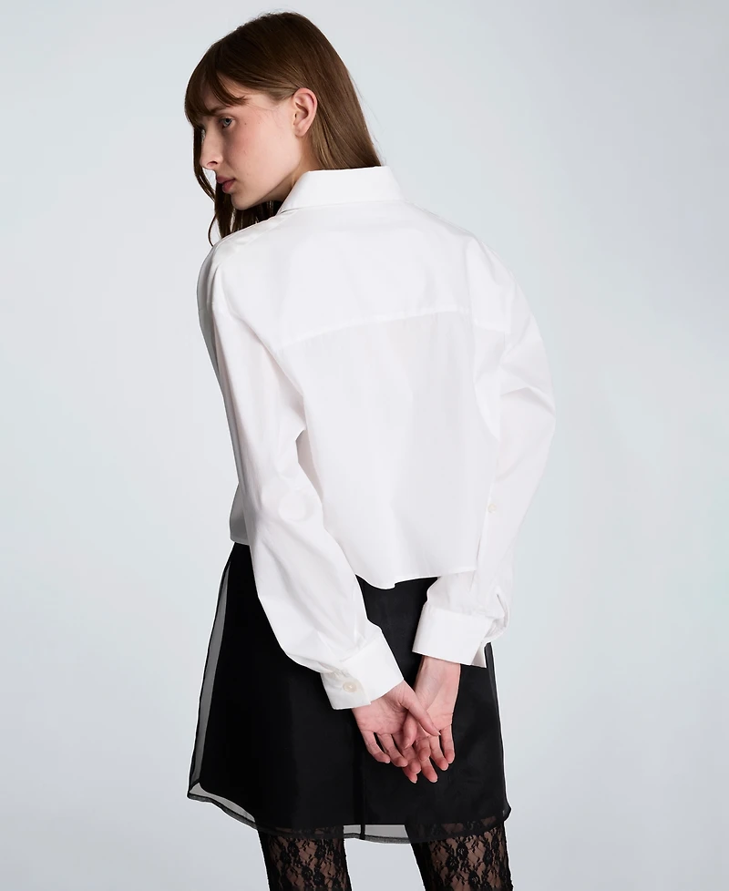 Kenneth Cole Women's Poplin Button-Front Top