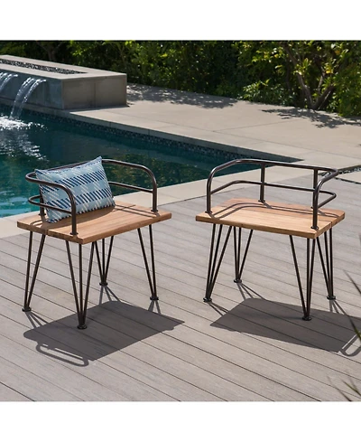 Streamdale Furniture Rustic Acacia Wood Patio Chair Set (Set of 2)