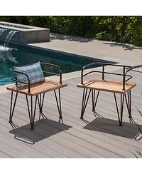 Streamdale Furniture Rustic Acacia Wood Patio Chair Set (Set of 2)