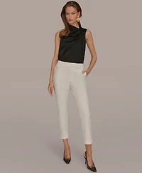 Donna Karan New York Women's Flat-Front Stretch Double-Layer Pants