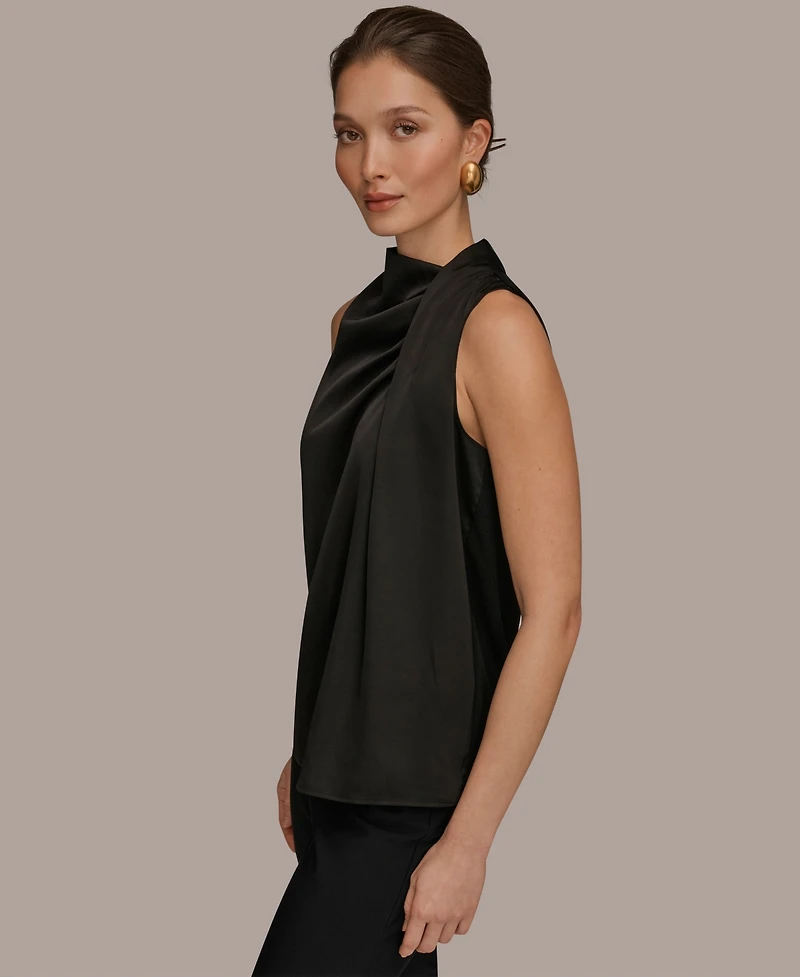 Donna Karan New York Women's Sleeveless Twist-Front Drape Blouse