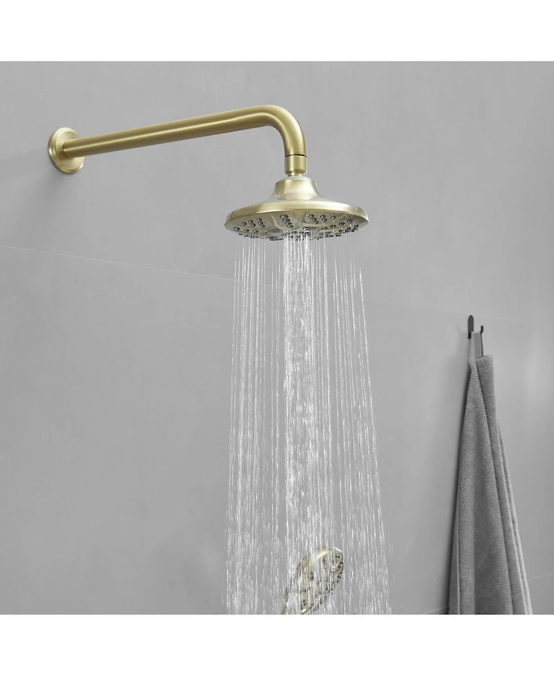 Greenspring Single Handle 2-Spray Shower Faucet Set 1.8 Gpm with Valve Dual Function Handheld Shower Head in Brushed Gold.
