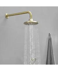 Greenspring Single Handle 2-Spray Shower Faucet Set 1.8 Gpm with Valve Dual Function Handheld Shower Head in Brushed Gold.