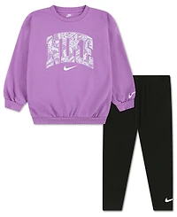 Nike Girls' 4-6X Lace It Up Crewneck Top and Leggings, 2-Piece Set