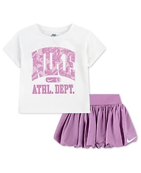 Nike Girls' Toddler 2T-4T Graphic Crewneck T-Shirt and Scooter Shorts, 2-Piece Set