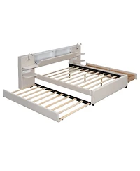 Boyel Living Queen Upholstered Platform Bed with Reading Lights and Storage Solutions