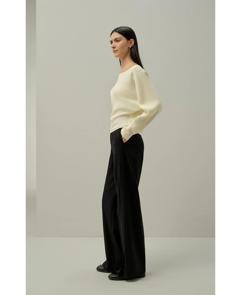 Lilysilk Women's Long Sleeve Gathered Silk Top