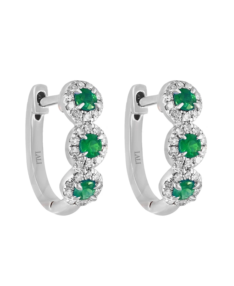 Lali Jewels Sapphire (1/3 ct. t.w.) & Diamond (1/5 Oval Hoop Earrings 14k Rose Gold ( Also White Gold)