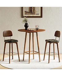 Tribesigns Solid Wood Bar Table, 39.37-Inch Round Bistro Table with Sturdy Frame
