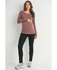 Hello Miz Maternity Scoop Neck Long Sleeve Ribbed Top