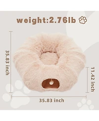 Zeus & Ruta Beige Cat Tunnel with Cat Bed