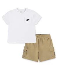 Nike Little Boys Pocket T-Shirt & French Terry Shorts, 2 Piece Set