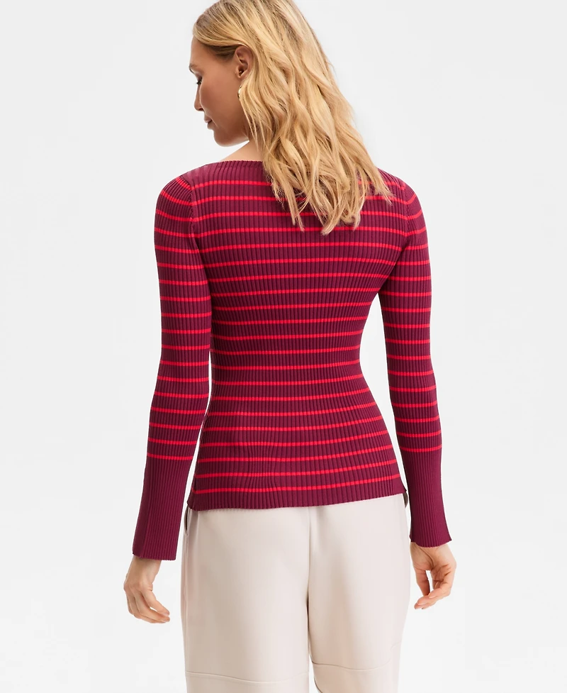 I.n.c. International Concepts Women's Long Sleeve Boat Neck Rib-Knit Sweater, Macy's Exclusive