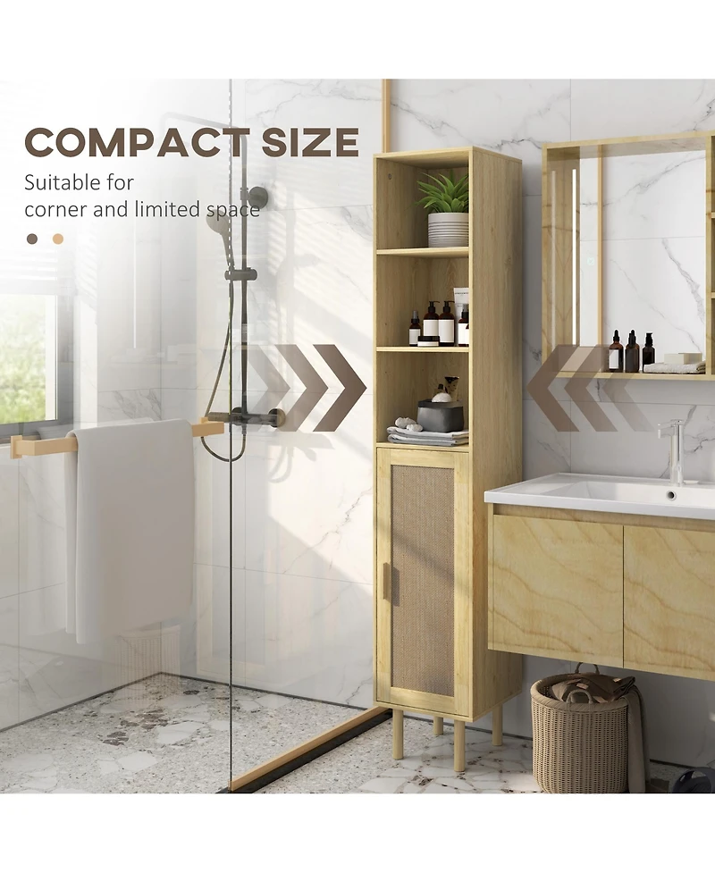 Homcom Tall Bathroom Storage Cabinet with Rat Doors,