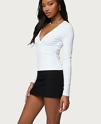 Edikted Women's Doron V Neck Long Sleeve Top