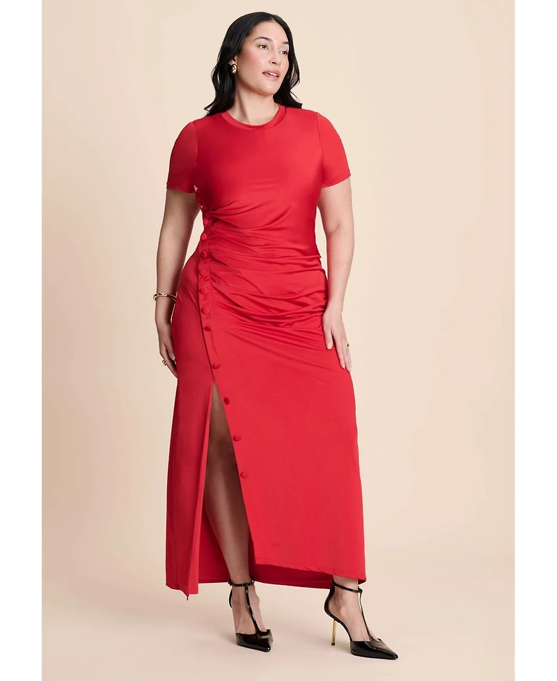 Eloquii Women's Slinky Dress W Buttons