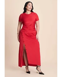 Eloquii Women's Slinky Dress W Buttons