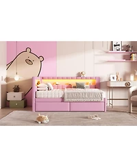 Streamdale Furniture Twin Platform Bed w/ Usb & Led 2 Drawers