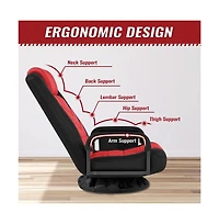 Yaheetech Reclining Swivel Floor Gaming Chair Black/ Red