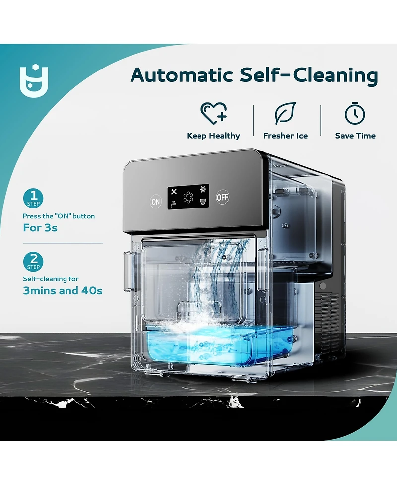 Euhomy 22Lbs/24H Countertop Craft Ball Shaped Ice Maker Machine in Black with 5.5lbs Ice Storage