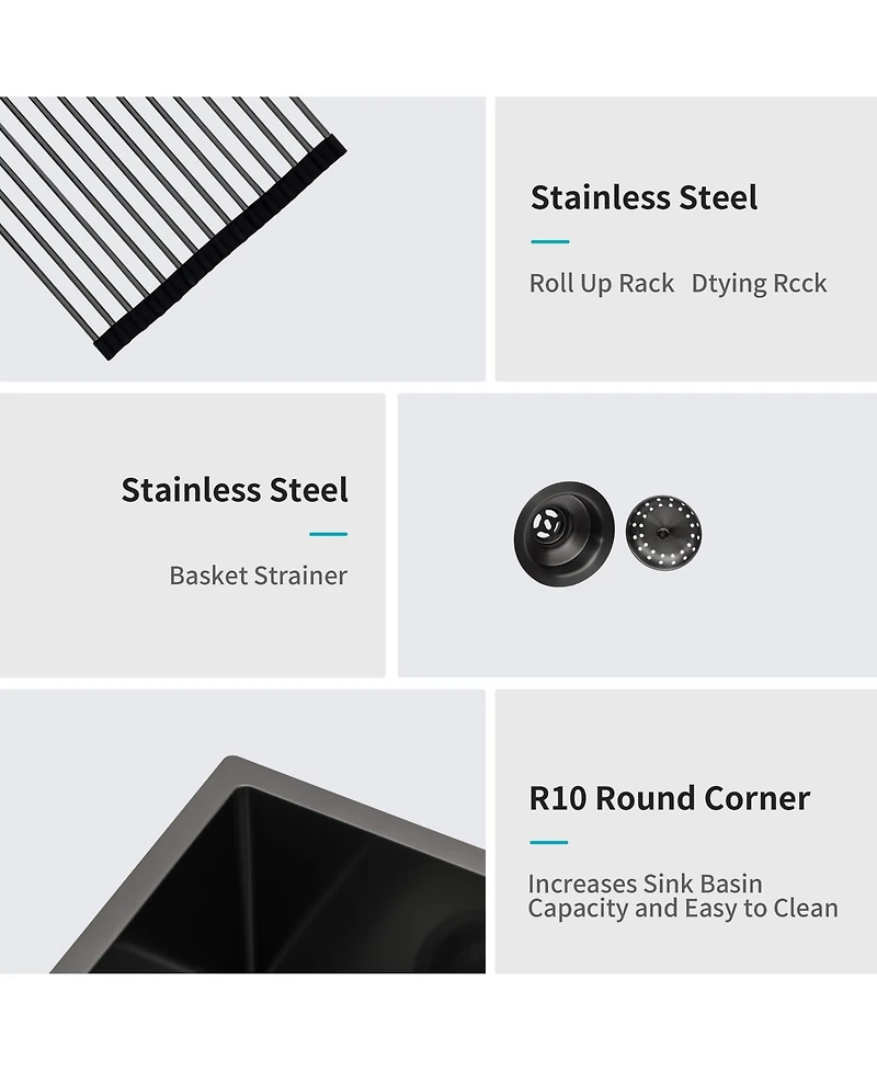 flynama 24x21x10inch Gunmetal Black Farmhouse Kitchen Sink Stainless Steel Apron Front 16 Gauge