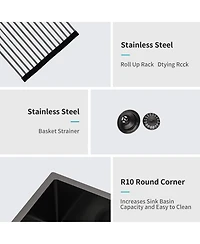 flynama 24x21x10inch Gunmetal Black Farmhouse Kitchen Sink Stainless Steel Apron Front 16 Gauge