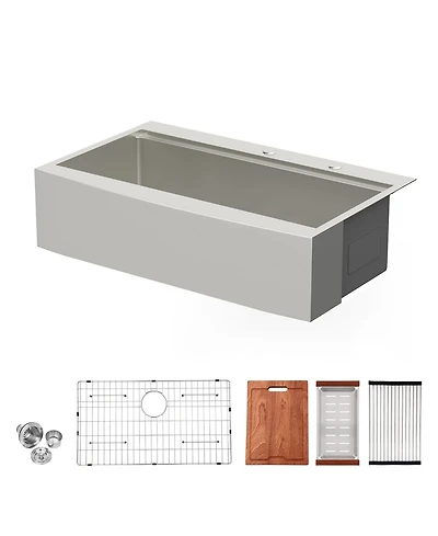 flynama 36x22x10inch Drop In Farmhouse Sink Workstation Stainless Steel Topmount Apron Front 16 Gauge
