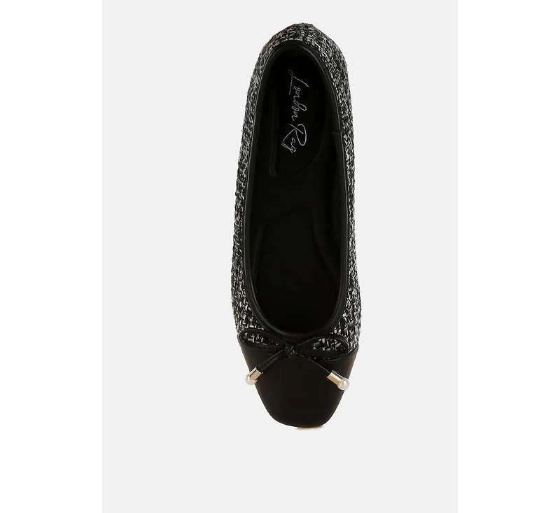 Acino Boucle Pearl Bow Ballerinas