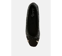 Acino Boucle Pearl Bow Ballerinas