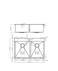 flynama 33x22x9inch Gunmetal Black Double Bowl Kitchen Sink Drop In Stainless Steel 16 Gauge 60 40 Split