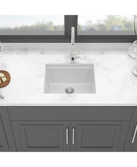 flynama 21x18 Inch White Granite Composite Quartz Workstation Undermount Kitchen Sink