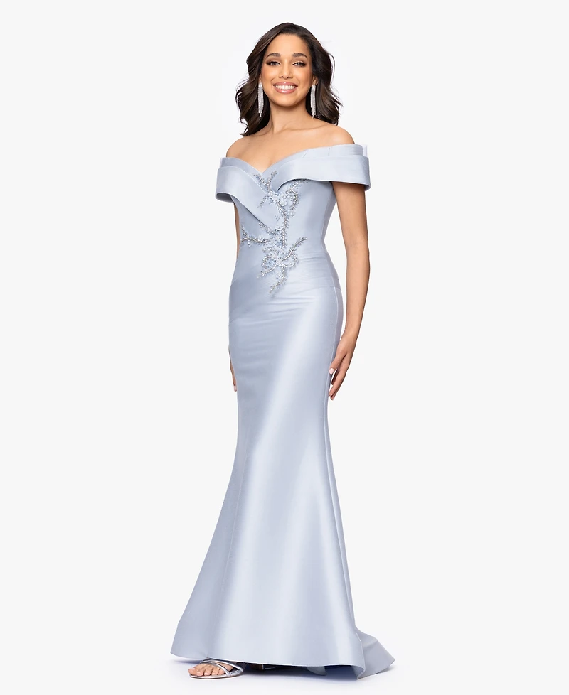 Betsy & Adam Women's Off-The-Shoulder Gown