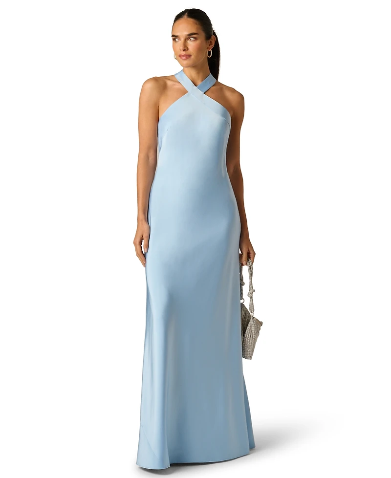 Adrianna Women's Halter Neck Sleeveless Ball Gown