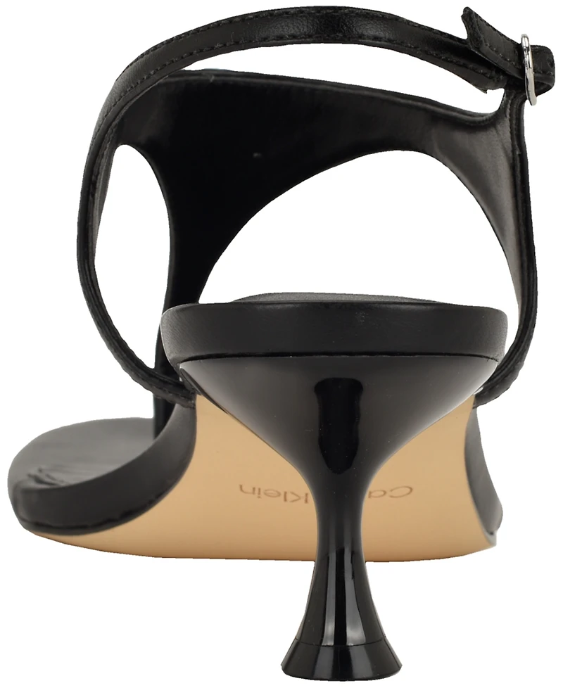 Calvin Klein Women's Portia T-Strap Flared Heel Dress Sandals