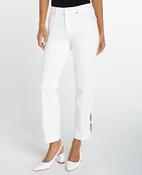 Liverpool Los Angeles Women's Kennedy Mid Rise Crop Straight Imitation Pearl Trim Jeans