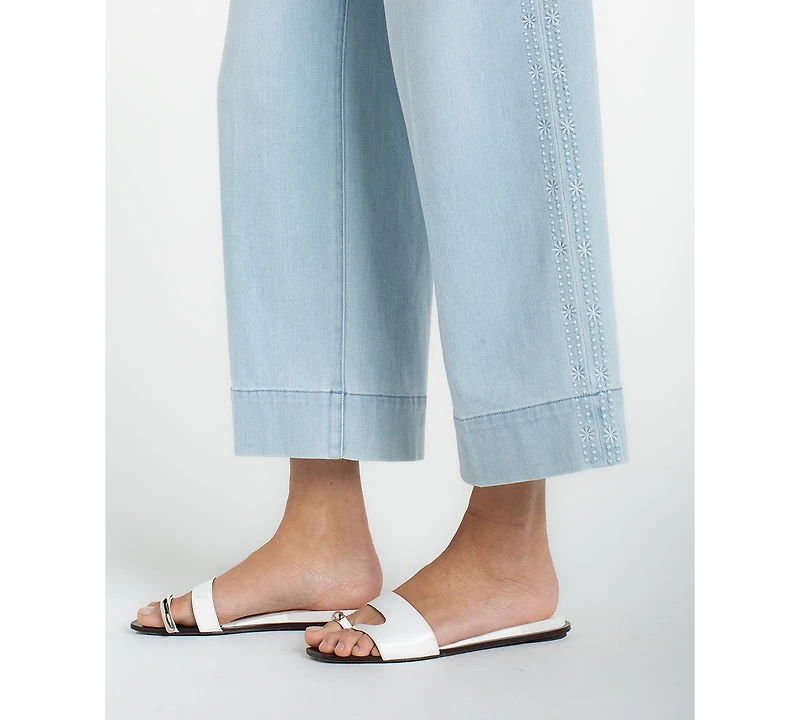 Liverpool Los Angeles Women's Mid Rise Embroidered Stride Crop Wide Leg Jeans