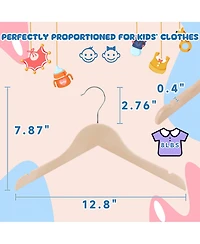 BP4U Kids Wooden Clothes Hangers, Baby Solid Wood Coat Shirt Top Hangers for Toddlers, Children, Youth's Jackets, Dresses, Blouse