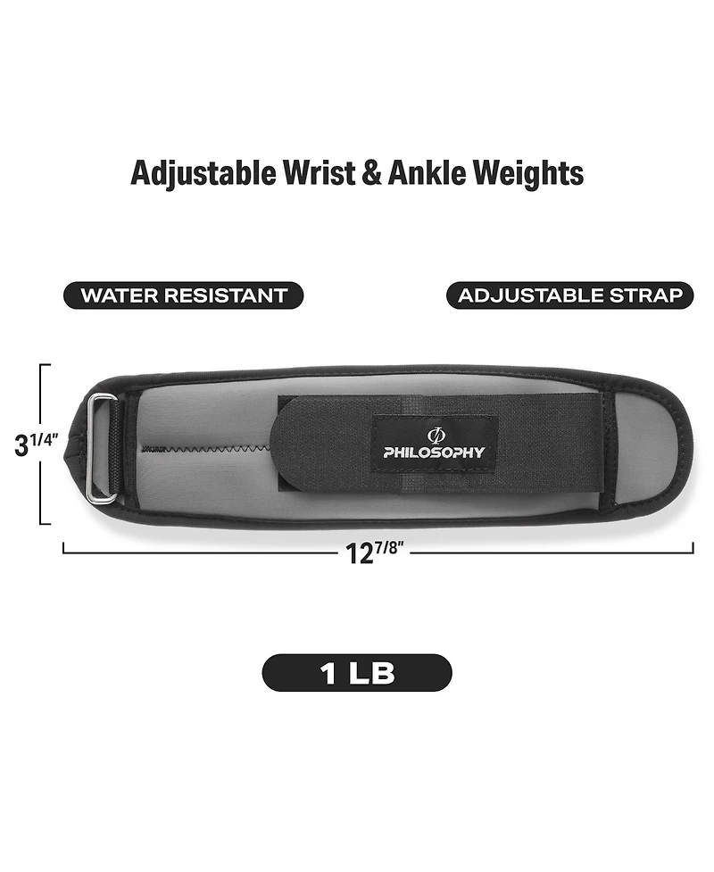 Philosophy Gym Adjustable Ankle/Wrist Weights, Set of 2 - lb Each