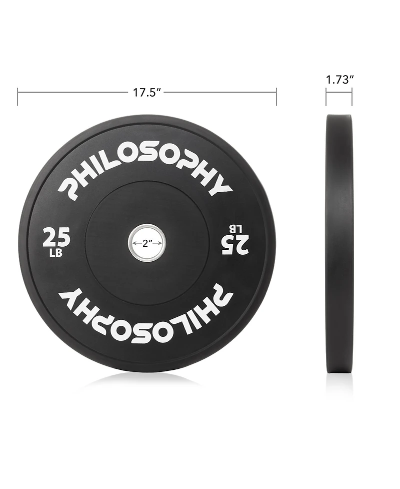 Philosophy Gym Set of 2 Olympic 2-Inch Rubber Bumper Plates (25 Lb each) Black