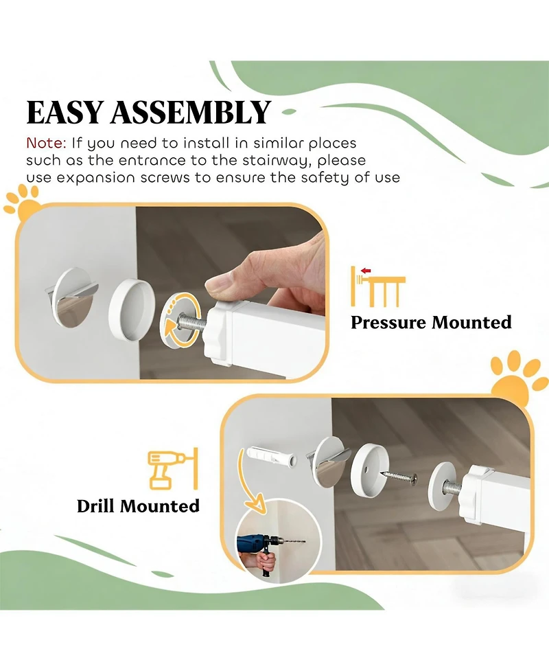 Aostirmotor Extra Wide Walk Through Dog Gate in White
