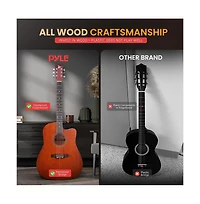Pyle 41" Full-Size Acoustic Guitar Kit, Cutaway Body with Digital Tuner and Accessory Kit, (Lb