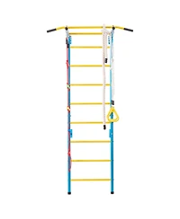 Hongge Indoor Kids Climbing Gym with Pull Up Bar Rings Rope Ladder and Wall Playset