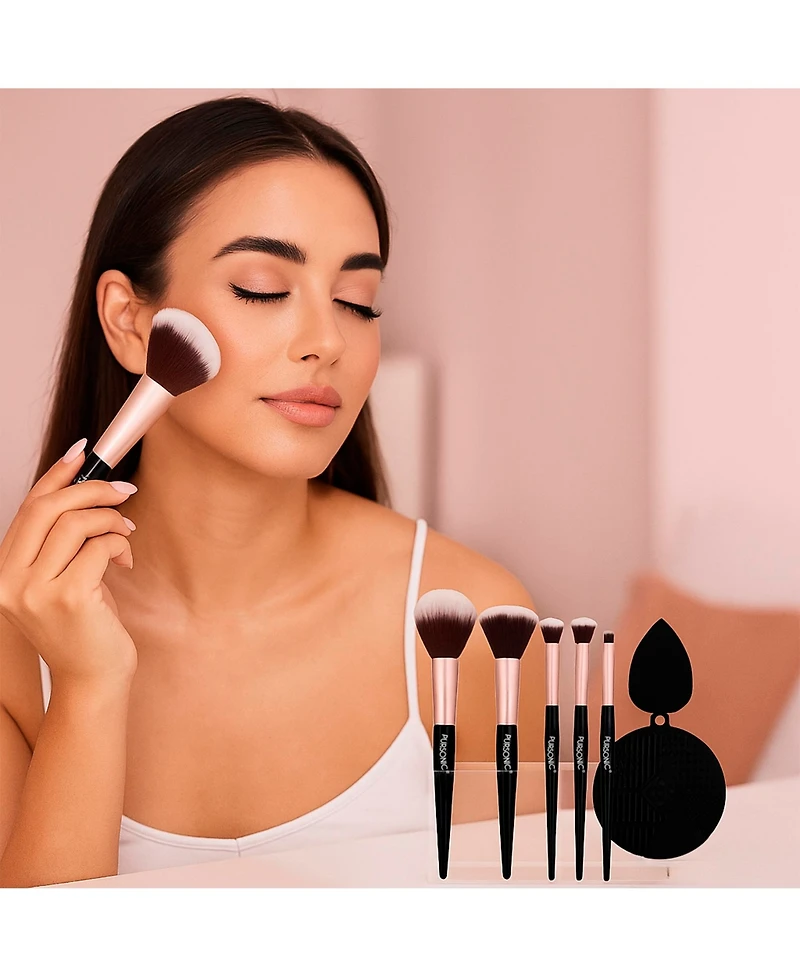 Pursonic Complete Beauty Tool Kit – 7 Brushes, Blending Sponge & Precision Eyelash Trimmer