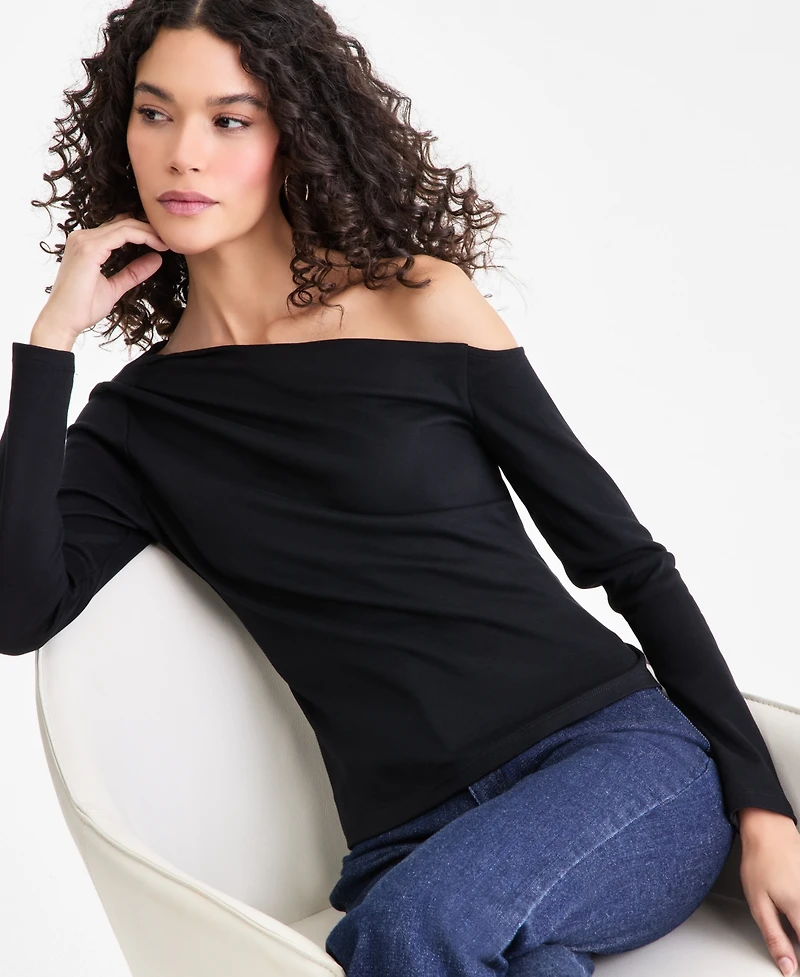 I.n.c. International Concepts Women's Long Sleeve Off-the-Shoulder Knit Top, Macy's Exclusive