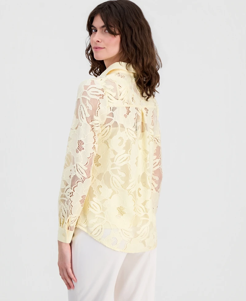Anne Klein Women's Collared Lace Button-Front Shirt