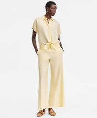 I.N.C. International Concepts Womens Linen Tie Front Blouse Pull On Pants
