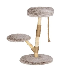 Aostirmotor 35.4'' Cat Tree with Wooden Scratching Posts in Natural Wood