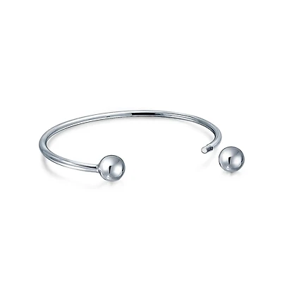 Bling Jewelry Bangle Cuff For European Charm & Beads Bracelet .925 Sterling Silver Ball-Screw Tips