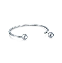 Bling Jewelry Bangle Cuff For European Charm & Beads Bracelet .925 Sterling Silver Ball-Screw Tips